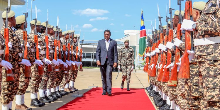 President Hakainde Hichilema Joins World Leaders in Farewell to Namibian President