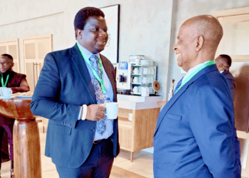 Nalolo MP Imanga Wamunyima Engages with Former Minister Dr. Michael Kaingu at 56th SADC Parliamentary Forum