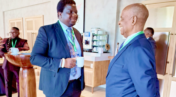 Nalolo MP Imanga Wamunyima Engages with Former Minister Dr. Michael Kaingu at 56th SADC Parliamentary Forum